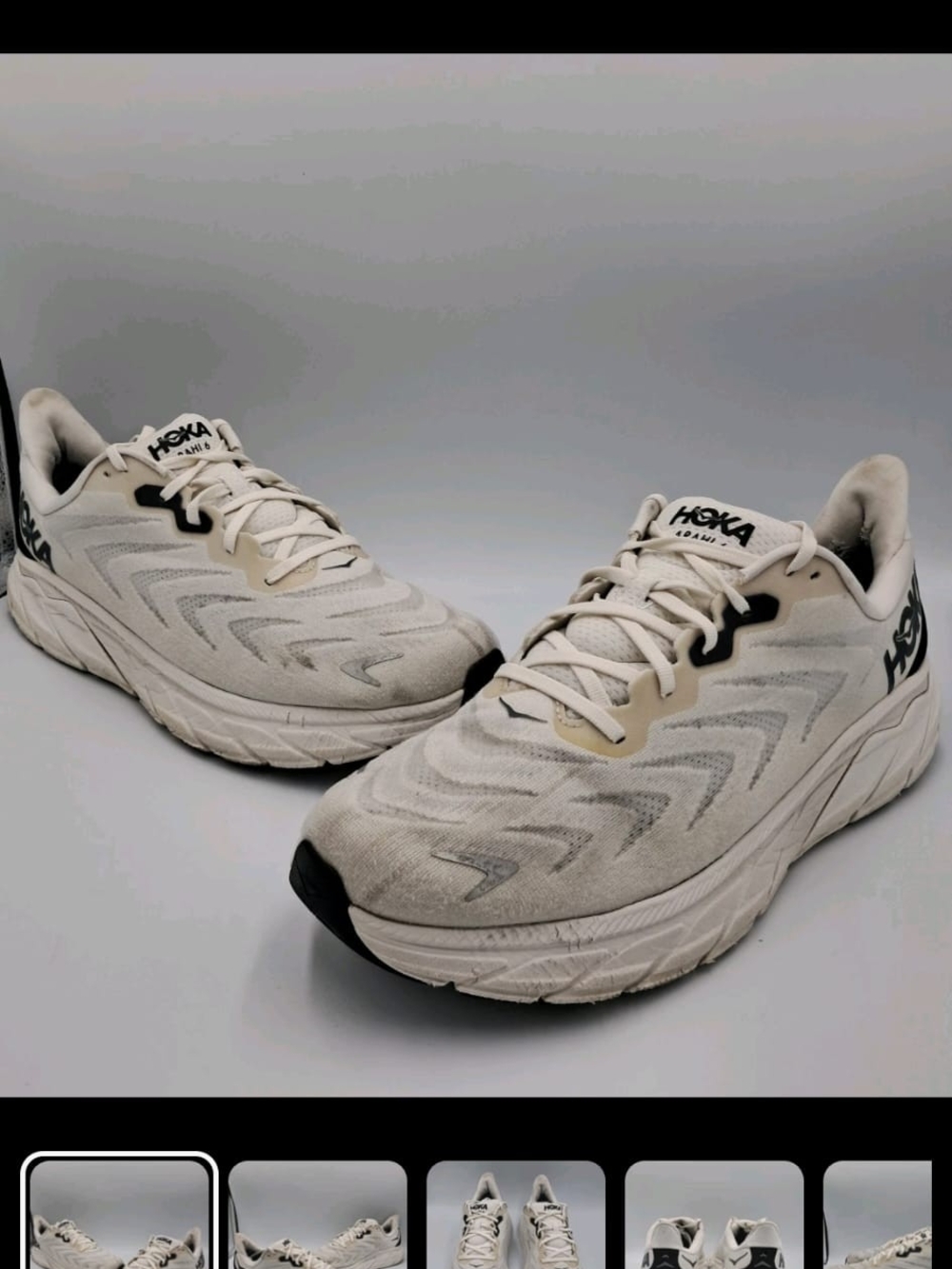 Hoka One One Beige and Blue Marah Tag Detail